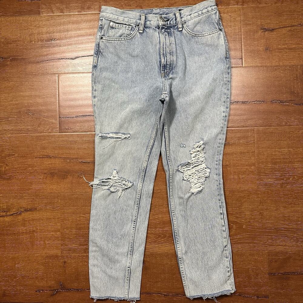 Rag And Bone Jeans Women 28x26 Blue Light Wash Distressed Straight Leg USA Made